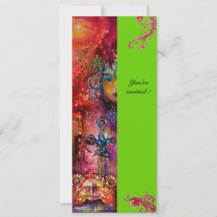 Invitation EXCALIBUR , rouge vif , rose bleu vert