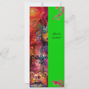 Invitation EXCALIBUR , rouge vif , rose bleu vert