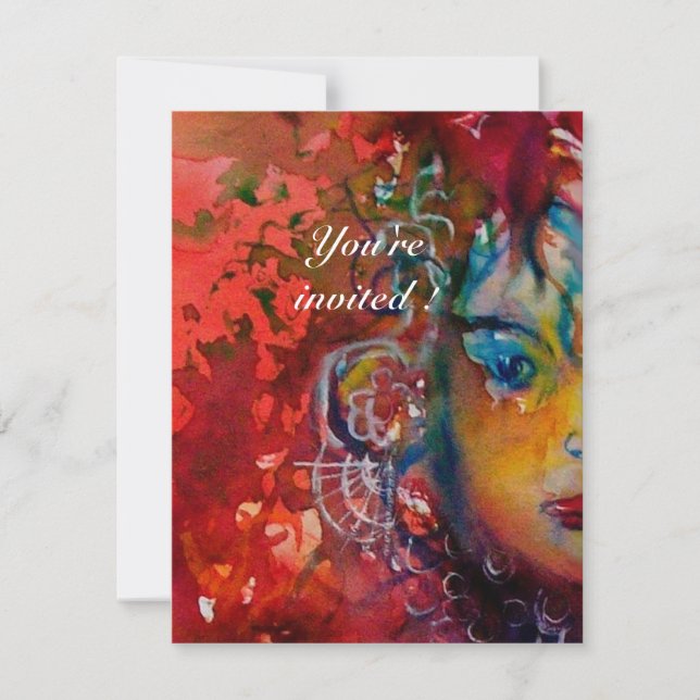 Invitation EXCALIBUR, rouge vif, rose pourpre (Devant)