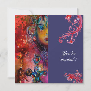 Invitation EXCALIBUR , rouge vif , violet
