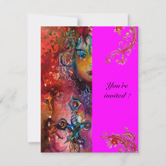 Invitation EXCALIBUR, rouge vif, violet rose (Devant)
