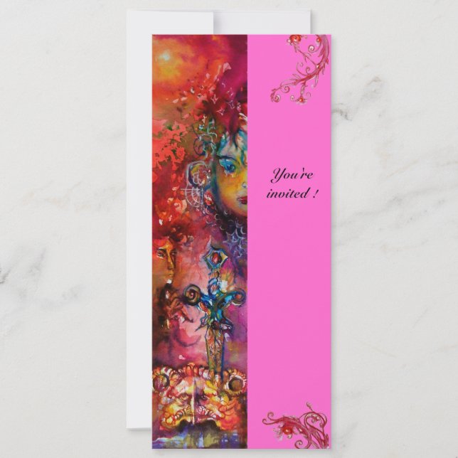 Invitation EXCALIBUR, rouge vif, violet rose (Devant)
