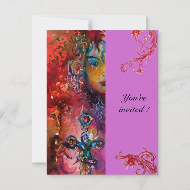 Invitation EXCALIBUR, rouge vif, violet rose (Devant)