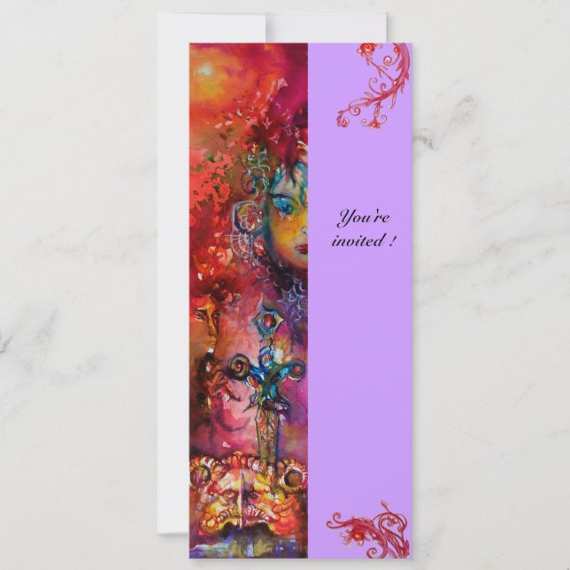 Invitation EXCALIBUR, rouge vif, violet rose (Devant)
