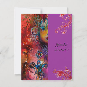 Invitation EXCALIBUR, rouge vif, violet rose