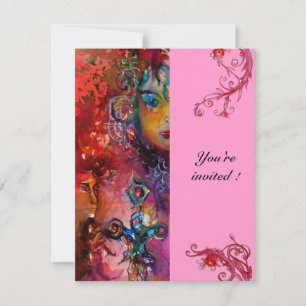 Invitation EXCALIBUR, rouge vif, violet rose