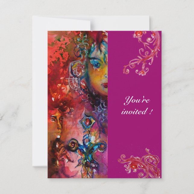 Invitation EXCALIBUR, rouge vif, violet rose (Devant)