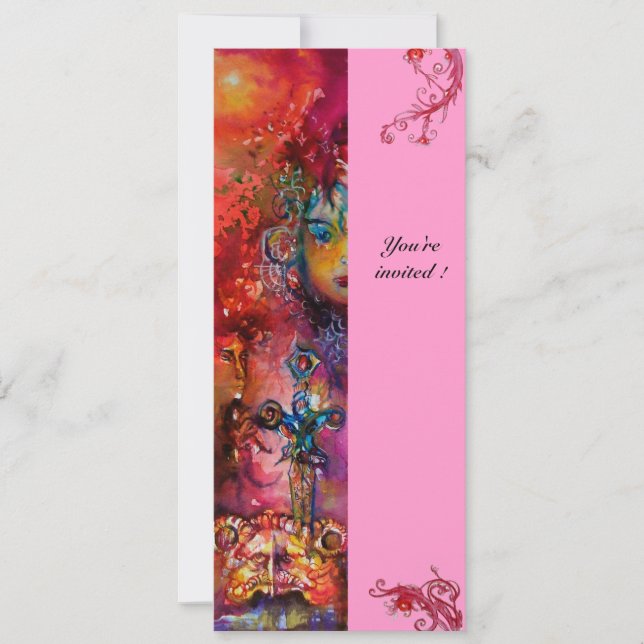 Invitation EXCALIBUR, rouge vif, violet rose (Devant)