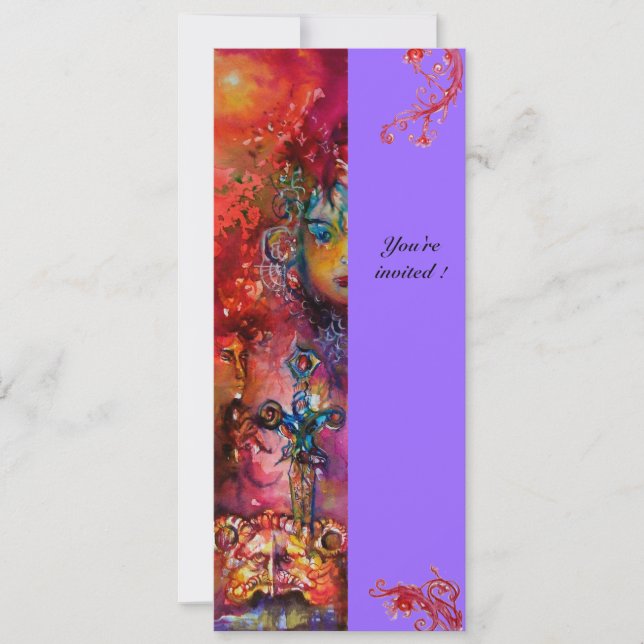 Invitation EXCALIBUR, rouge vif, violet rose (Devant)