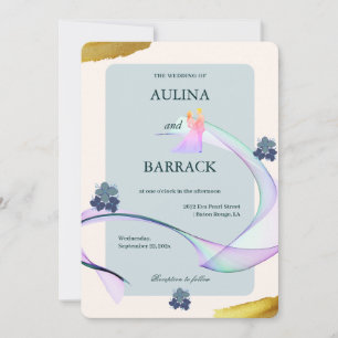 Invitation Exemple classique violet violet vert mariage