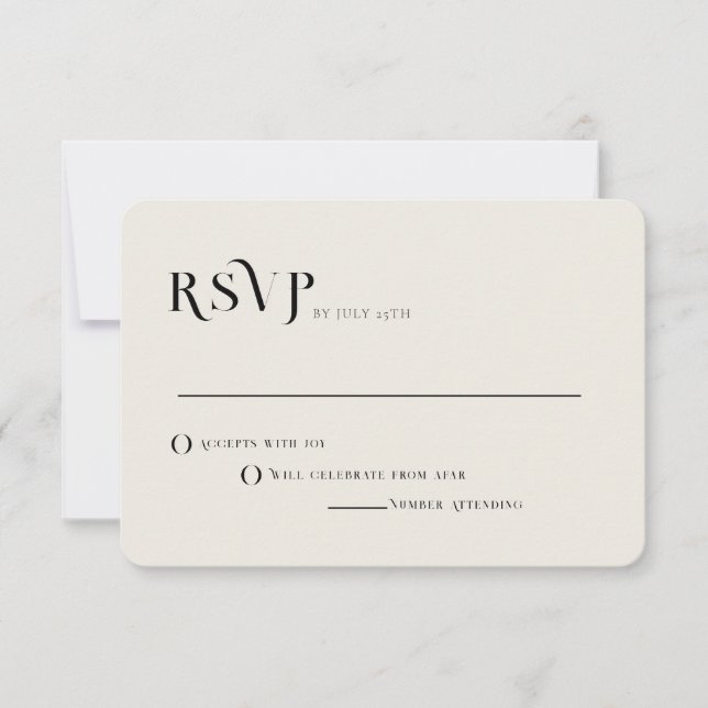 Invitation Exemple de mariage minimaliste RSVP (Devant)