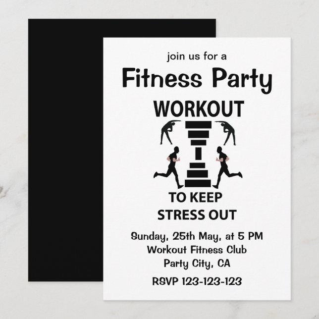 Invitation Exercice Fitness Party (Devant / Derrière)