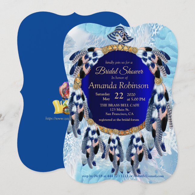 Invitation Exotic Blue Dream Catcher Bridal Shower (Devant / Derrière)