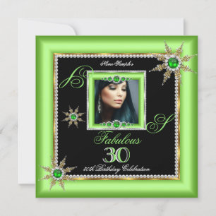 Invitation Exotic Fabulous 30 Lime Silver Snowflake Photo