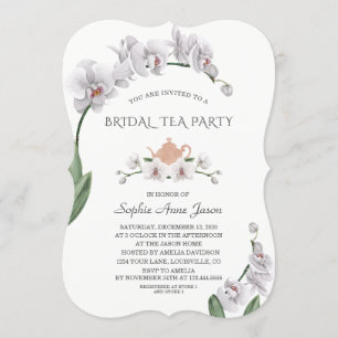 Invitation Exotic Hawaii White Orchid Bridal Tea Party