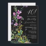 Invitation Exotic rose jaune Fleur sauvage 40e anniversaire<br><div class="desc">Des fleurs sauvages roses,  violets et jaunes à l'ambiance exotique et tropicale créent une déclaration audacieuse lorsqu'ils sont placés sur un arrière - plan noir. Le texte et la calligraphie blancs en gras apparaissent vraiment. Cet article fait partie de la collection Exotic Fleur sauvage.</div>