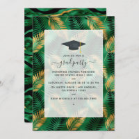 Exotic Tropical Green and Gold Graduation Party