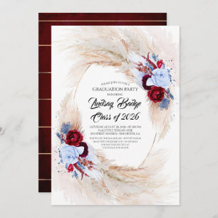 Invitation Exotic Tropical Pampas Graduation Party