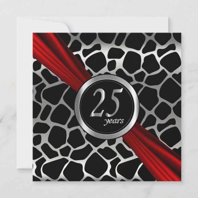 Invitation Exotique 25e Anniversaire de Mariage d'Argent (Devant)