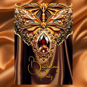 Invitation Exotique Bijou Caramel Chocolat Or Naissance
