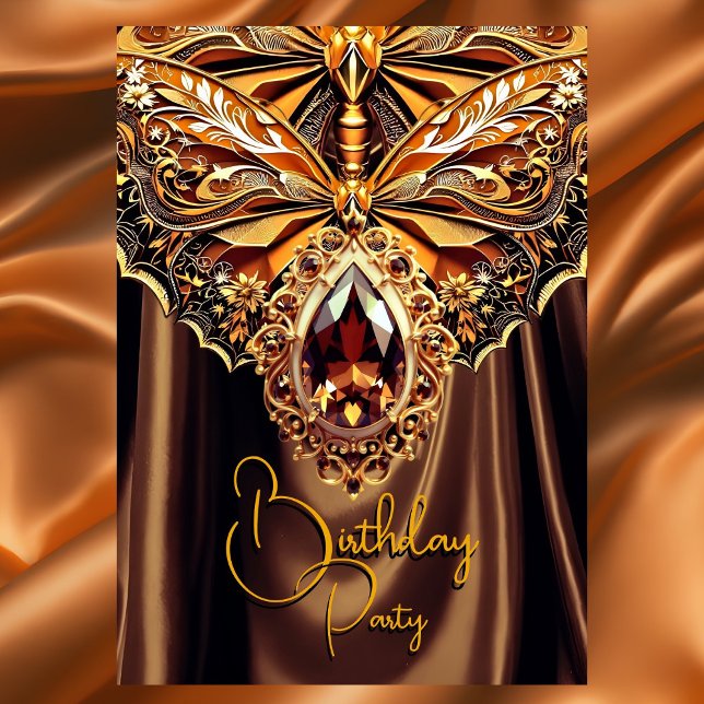 Invitation Exotique Bijou Caramel Chocolat Or Naissance (Créateur téléchargé)