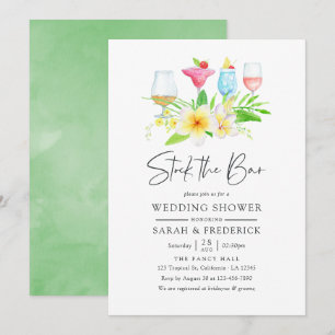 Invitation Exotique Fleur tropicale aquarelle Stock le bar
