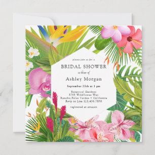 Invitation Exotique Floral Tropical Jardin de Mariée Douche