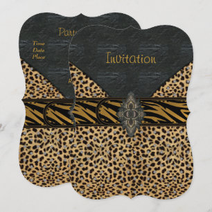 Invitation Exotique Or Noir Cuir animal Multi