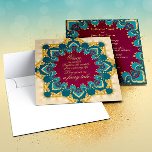 Invitation Exotique Romantique Mandala de Teal de Bourgogne e