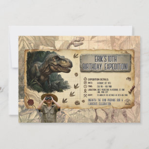 Invitation Expédition Anniversaire Dinosaure T Rex Aventure