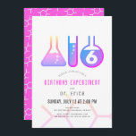 Invitation Expérience scientifique White & Neon Rose Girl Ann<br><div class="desc">L'invitation pour la fête d'anniversaire de cette fille cool "expérience d'anniversaire" de science comporte un arrière - plan blanc avec des flacons, et un tube d'essai. L'envers est doté d'un arrière - plan rose néon avec des motifs moléculaires. Personnalisez-vous pour répondre à vos besoins. Vous pouvez trouver des produits correspondants...</div>