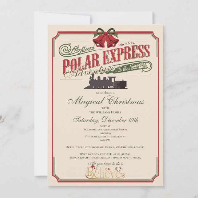 Invitation Express Polaire Voyage Aventure Croire En Noël (Devant)