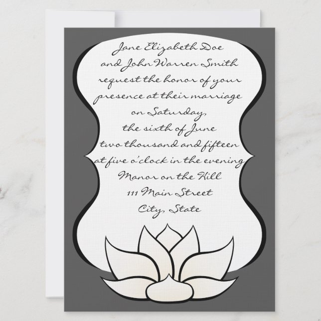 Invitation Exquise Lotus en Étain et Blanc (Devant)