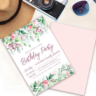 Invitation Exquise rose mauve Floral 40e anniversaire