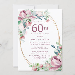 Invitation Exquise rose mauve Floral 60e anniversaire