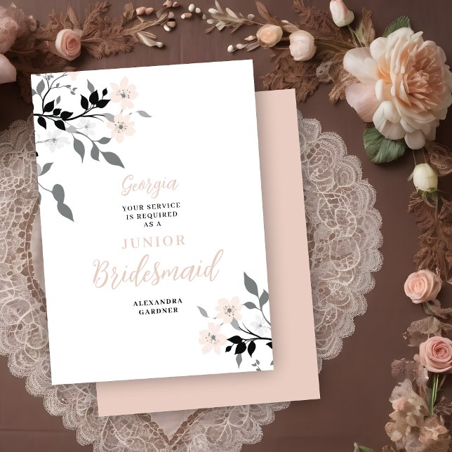 Invitation Exquisite Chic Floral Bunch Wedding Jr Bridesmaid ( Exquisite Sophisticated Floral Bunch Wedding Junior Bridesmaid Proposal Card.)