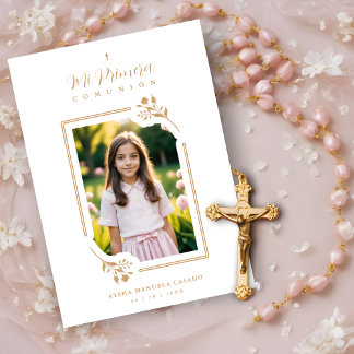 Invitation Exquisite Gold Floral Botanical Frame Communion