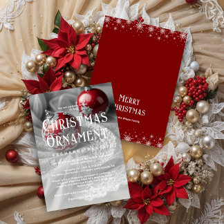 Invitation Exquisite Grey Shades & Red Christmas Ornament