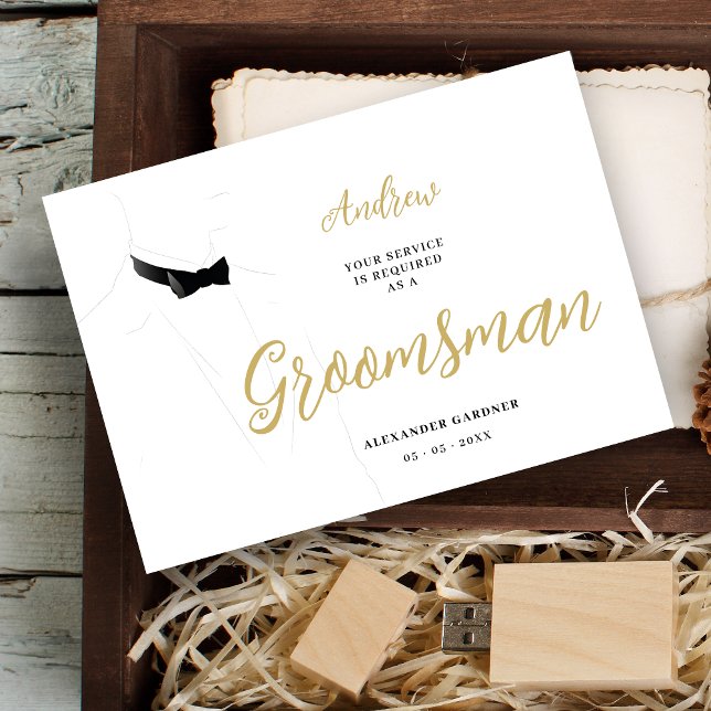 Invitation Exquisite Sophisticated Gentleman Groosman Wedding (Exquisite Sophisticated Gentleman Groosman Wedding Proposal Card in Black and Faux Gold. )