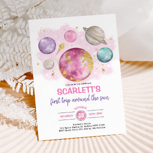 Invitation Extérieur Fille Anniversaire Lune Star Galaxy Part