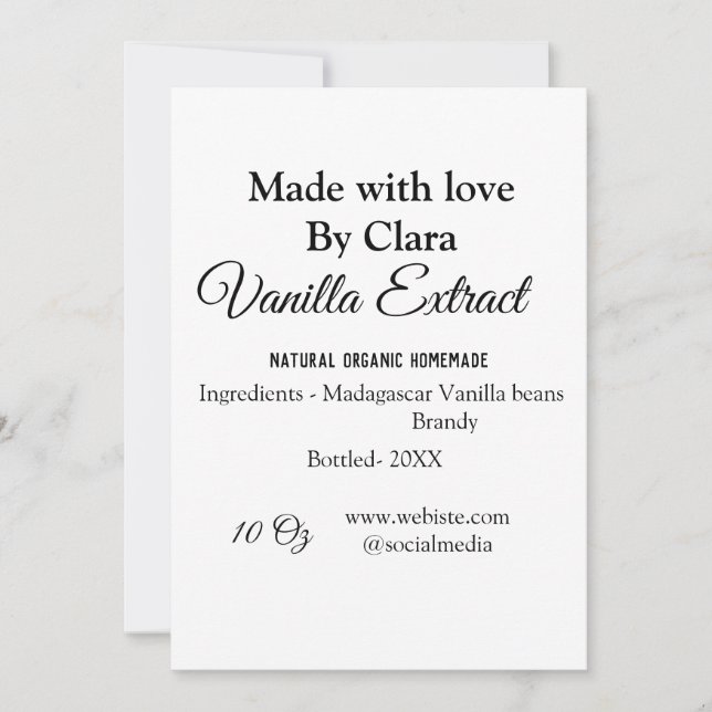 Invitation Extrait de vanille fait maison ajouter les ingrédi (Devant)