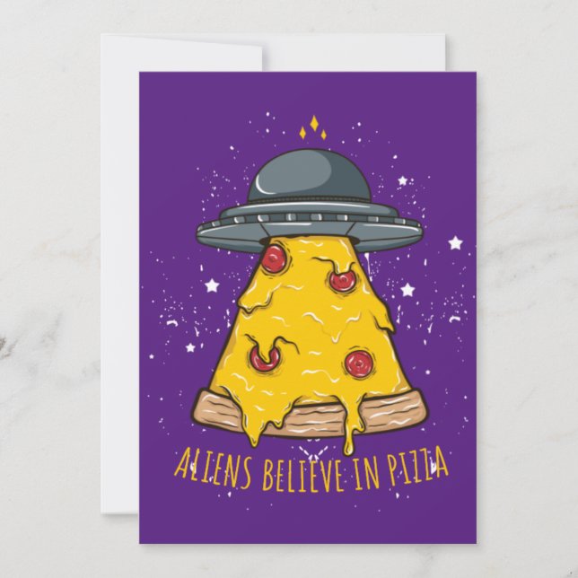 Invitation Extraterrestre Croit en Pizza (Devant)
