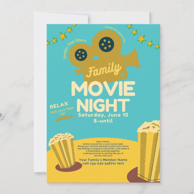 Invitation Extravaganza de la nuit de cinéma en famille! (Devant)