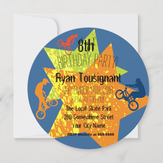 Invitation Extreme Biking Birthday Circle (Devant)