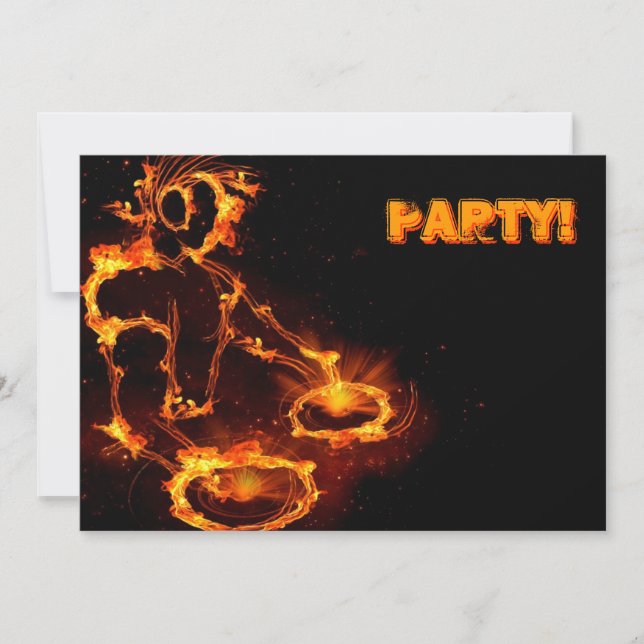 Invitation Extreme cool Flaming DJ party invitation. (Devant)