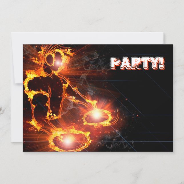 Invitation Extreme cool Flaming DJ party invitation. (Devant)