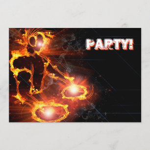 Invitation Extreme cool Flaming DJ party invitation.