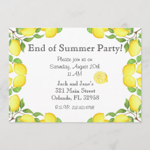 Invitation Extrémité de citron d'aquarelle d'invitation de