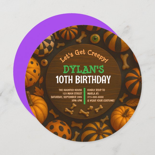 Invitation EYEBALLS CRAZY Halloween Fête d'anniversaire Invit (Devant / Derrière)