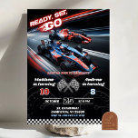 Invitation F1 Deux voitures de course Jour d'anniversaire<br><div class="desc">F1 Deux Course Voiture Joint Anniversaire,  Fast Racing Voiture Double Anniversaire,  Commencer Votre Moteur Voitures Fête d'Anniversaire,  Formule Un Anniversaire</div>